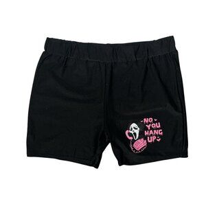 No You Hang Up Horror Graphic Womens Shorts Halloween 3XL Black Pink Stretchy
